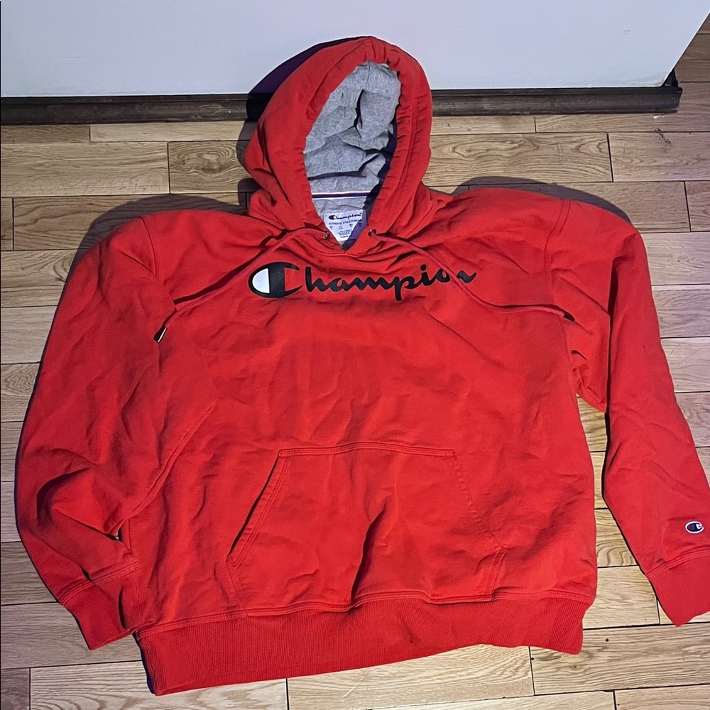 Champion Men's Red Hoodie with Logo